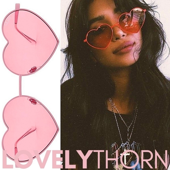 QUAY // ltd ed heartbreaker pink metal heart shaped frames pink colored sunnies main image 8